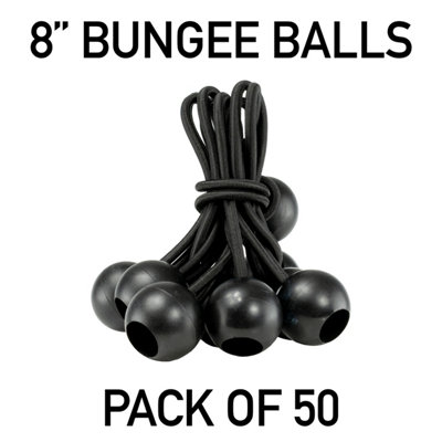 pack of 50 x 8"(20cm) bungee ball/elasticated toggle,shock cord ties for luggage and camping