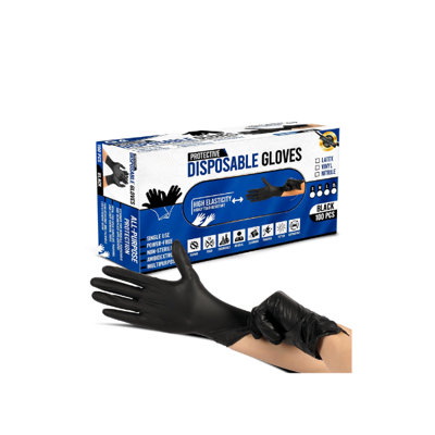 ECVV 100 Pack Black Vinyl Disposable Gloves, Latex Free Gloves, Powder