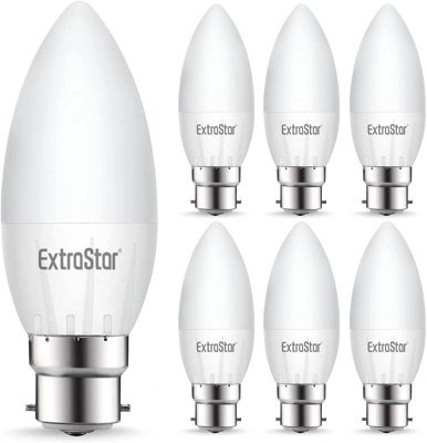 Pack of 6 B22 Non-Dimmable LED Bayonet Cap Candle Bulbs C37 Light Bulb ...