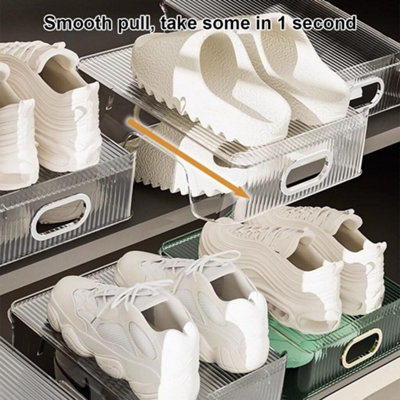 Pack of 6 Double Layer Shoe Rack Space Saving for Closet Acrylic Shoe ...