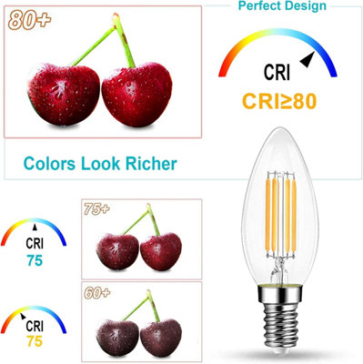 PACK OF 6 E14 LED NON-DIMMABLE FILAMENT CANDLE BULBS 6W, COOL WHITE ...