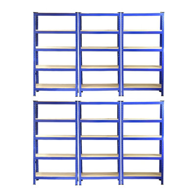 Pack of 6 Garage Shelving Units - 5 Tier Heavy Duty Rack for Storage Steel Utility Shelves