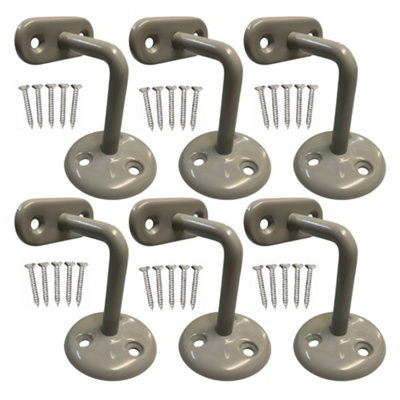 Pack of 6 Grey Wall Mounted Handrail Supports Heavy Duty Metal Stair ...