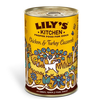 Pack of 6 Lily's Kitchen Wet Dog Food Tin Chicken & Turkey Casserole