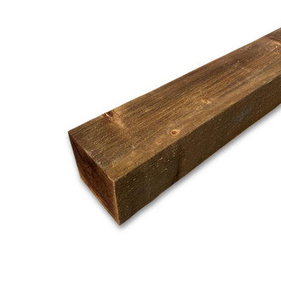 Pack of 6 Tanalised 4x4 Sawn Fence Posts Brown 95 x 95 x 2400mm