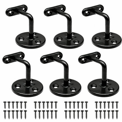 Pack of 6 Wall Mounted Handrail Supports Black Heavy Duty Metal Stair ...