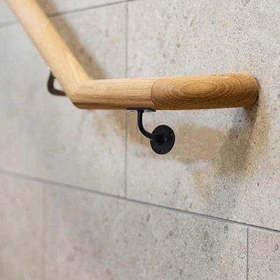 Pack of 6 Wall Mounted Handrail Supports Black Heavy Duty Metal Stair ...