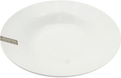 Pack Of 6 White Rim Large 8 Inch Dinner Soup Bowl Plate Dish Gift Plates Porcelain