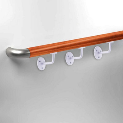 Pack of 6 White Wall Mounted Handrail Supports Heavy Duty Metal Stair ...