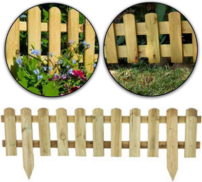Pack of 6 Wooden freestanding Picket Fence Panels - Natural
