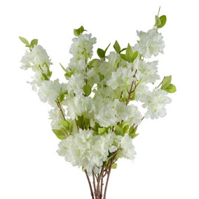 Pack of 6 x 100cm White Artificial Blossom Stem
