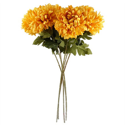 Pack of 6 x 75cm Extra Large Reflex Chrysanthemum - Gold