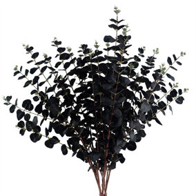 Pack of 6 x 80cm Black Eucalyptus Foliage Stem
