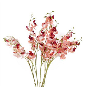 Pack of 6 x 80cm Pink Artificial Mini Orchid Stem