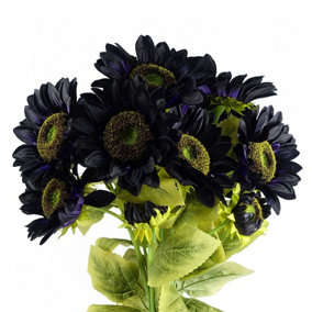 Pack of 6 x 88cm Purple Artificial Sunflower - 3 heads