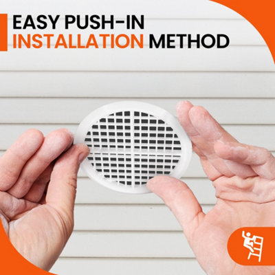 Pack of 8 Black Plastic 68mm Round Soffit Air Vents Push in Roof and Eave Circular Mesh Air Vents - 4