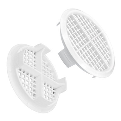 Pack of 8 Black Plastic 68mm Round Soffit Air Vents Push in Roof and Eave Circular Mesh Air Vents - 8