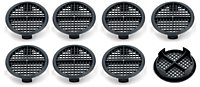 Pack of 8 fiXte 70mm Lattice Design Anthracite Grey Plastic Push in Circular Soffit Vents Roof Air Vents