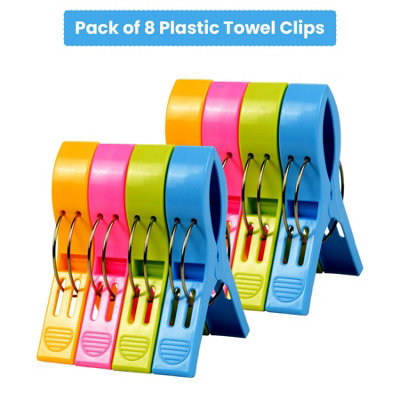 Pack Of 8 Large Beach Towel And Laundry Clips