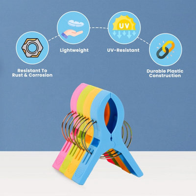 4 Pcs Beach Towel Clips, Flaingo Beach Towel Clips Flip Flops Towel Holders Clothes Pegs Beach