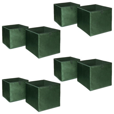 Pack of 8 Matte Velvet Cube Storage Boxes