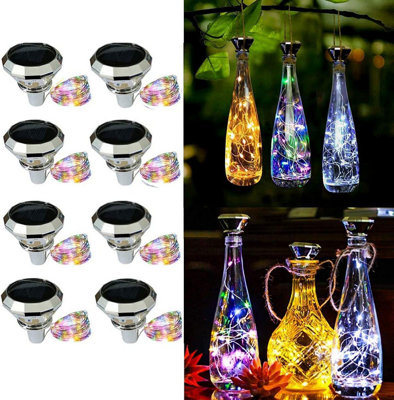 Pack of 8 Solar Wine Bottles Plug LED Light String DIY at B&Q