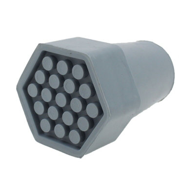 Pack of Four 22mm 7/8" Grey Hexagonal Heavy Duty Rubber Ferrules for Crutches