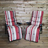 Pack of Two Padded Outdoor Garden Patio Recliner / Sun Lounger with Red Stripes