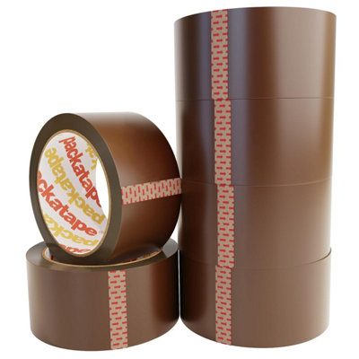 Packatape Brown Packaging Tape for Parcels and Boxes, 6 Rolls Per Pack, 48MM x 66M