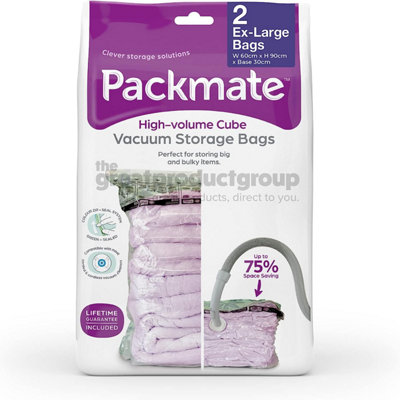 Packmate 2PC Extra Large HighVolume Cube Vacuum Storage Bags DIY at B&Q