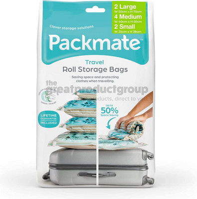 Packmate 4PC Assorted Small, Medium & Large Travel Roll Storage Bags