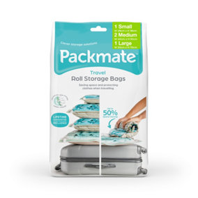 Packmate 4PC Assorted Small, Medium & Large Travel Roll Storage Bags