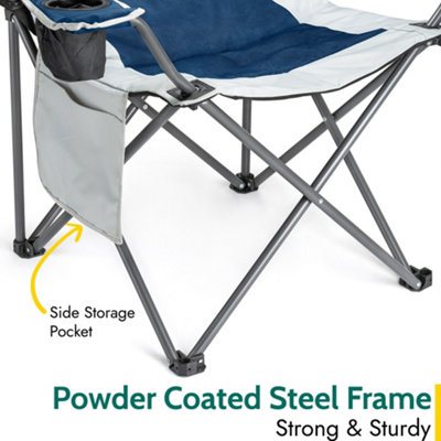 Padded Camping Chair High Back Portable Folding Outdoor Seat Trail (Twin Pack) - Blue - 3