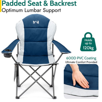 Padded Camping Chair High Back Portable Folding Outdoor Seat Trail (Twin Pack) - Blue - 4