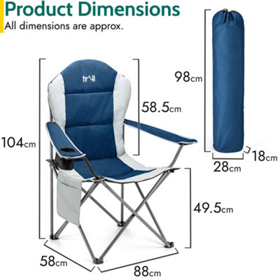 Padded Camping Chair High Back Portable Folding Outdoor Seat Trail (Twin Pack) - Blue - 7