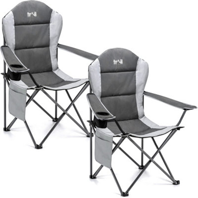 Padded Camping Chair High Back Portable Folding Outdoor Seat Trail Twin Pack Grey DIY at B Q