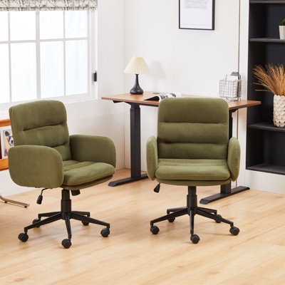 Padded Dining Chair with 180 Degree Auto Rotation, Chenille Fabric ...