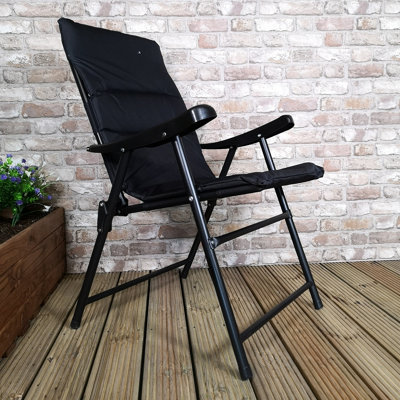 Padded Folding Camping Caravan Garden Chair in Black DIY at B Q