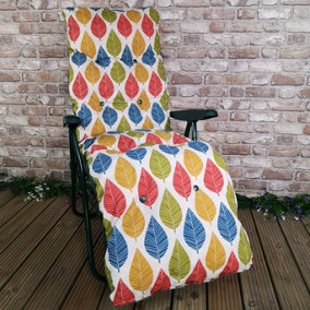 Padded Outdoor Garden Patio Recliner / Sun Lounger - Palma Leaf