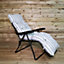 Padded Outdoor Garden Patio Recliner / Sun Lounger with Grey Stripes