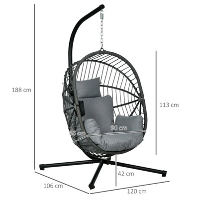 Padded Seat Hanging Egg Chair with Metal Stand