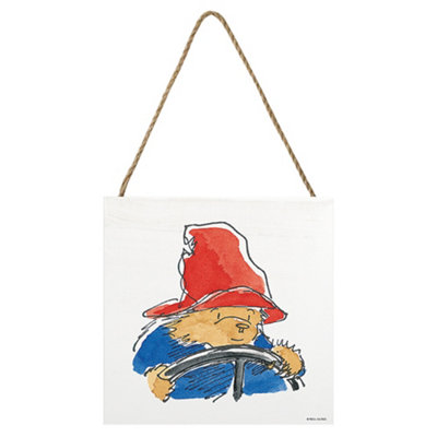 Paddington Bear Driving Wooden Block White/Red/Blue (20cm x 20cm x