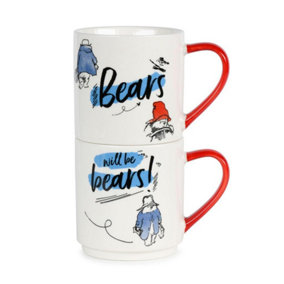 Paddington Bear Stackable Mug Set (Pack of 2) White/Red/Blue (One Size)