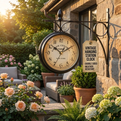 Paddington Double Sided Outdoor Wall Clock Vintage Metal Garden Clock ...