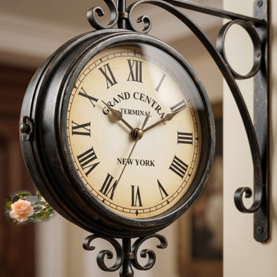 Paddington Double Sided Outdoor Wall Clock Vintage Metal Garden Clock ...