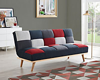 Paddock 3 Seater Patchwork Fabric Red Grey Charcoal Clic Clac Sofabed
