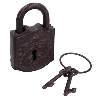 Padlock & Key Cast Iron Door Rustic Decoration Garden Tool Shed House Shackle