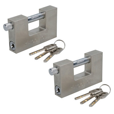 Padlock Steel Security Shutter Lock Container Door 100mm Rotating Shackle x 2