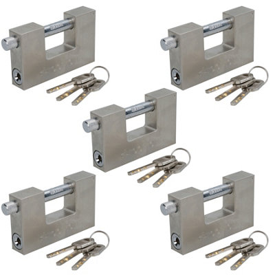 Padlock Steel Security Shutter Lock Container Door 100mm Rotating Shackle x 5