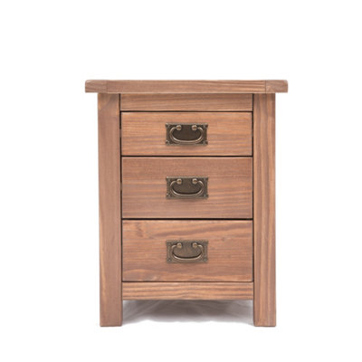 Padua 3 Drawer Bedside Table Brass Drop Handle